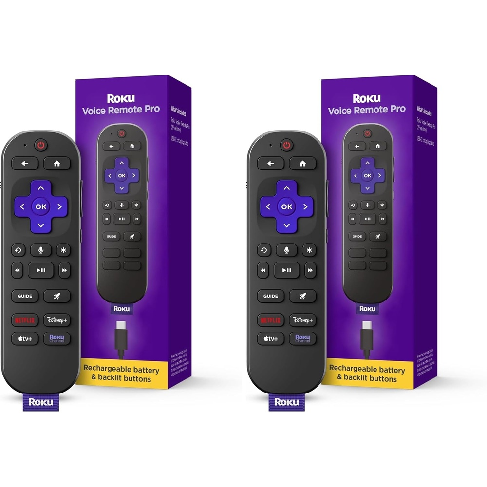 image:imageRoku Voice Remote Pro 2nd Ed  Rechargeable TV Remote Control with Handsfree Voice Controls Backlit Buttons amp Lost Remote Finder  Replacement Remote Compatible with All Roku TV Players amp AudioPack of 2