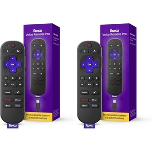 Roku Voice Remote Pro (2nd Ed.) | Rechargeable TV Remote Control with Hands-free Voice Controls, Backlit Buttons, & Lost Remote Finder – Replacement Remote Compatible with All Roku TV, Players & Audio(Pack of 2)