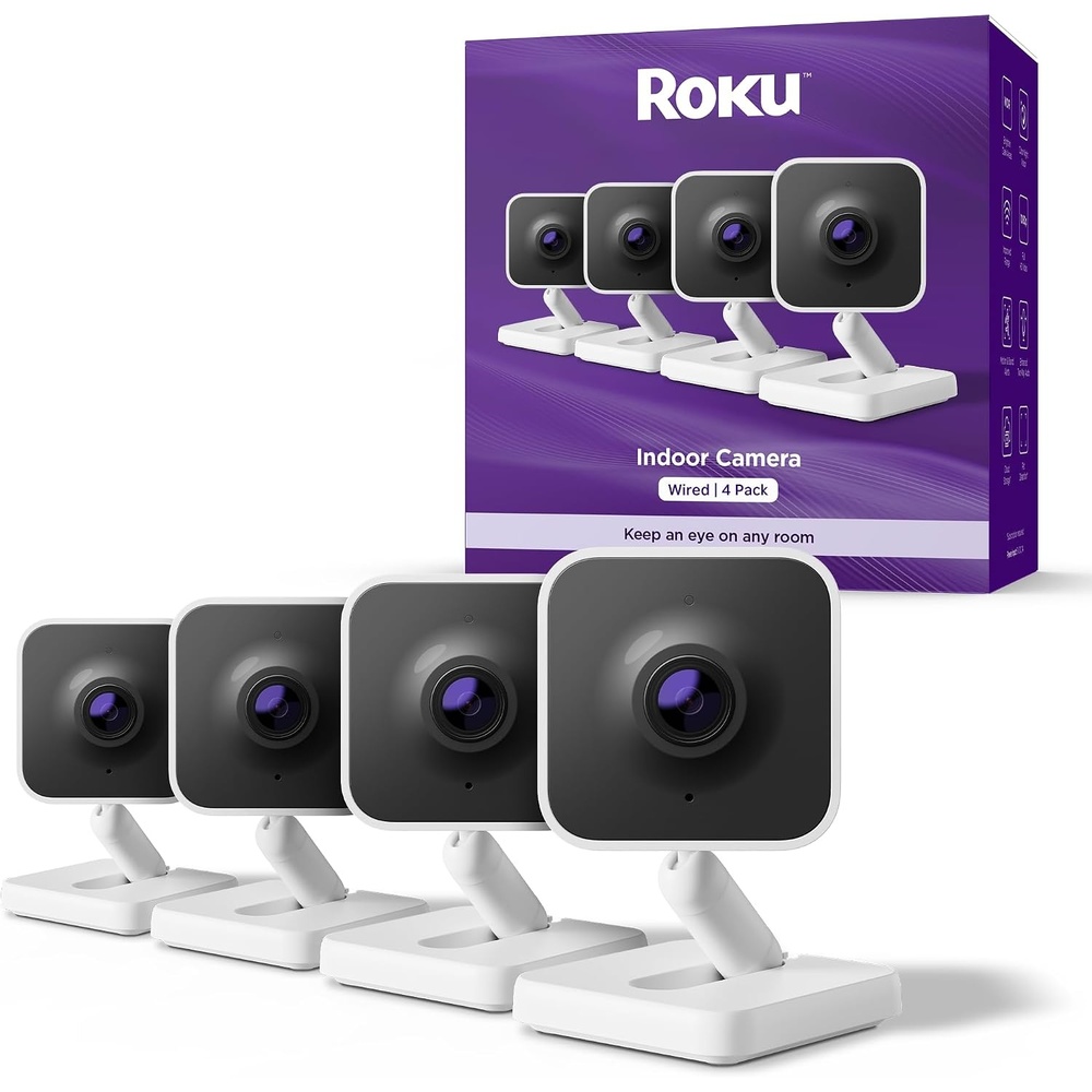 image:imageRoku Indoor Camera  Home Security  2Pack  Wired Security Camera amp Pet Monitor with 1080p HD Color Night Vision Works with Alexa amp Google Motion amp Sound Detection WDR amp WiFi 64 Pack