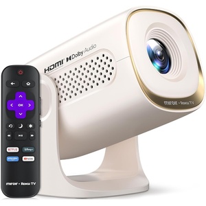 Miroir Roku TV Smart Projector with WiFi and Bluetooth, 150 ANSI, Dolby Audio, 270° Rotatable Stand, Auto Keystone & Zoom — Portable Mini Outdoor Movie Projector with Roku Streaming Built-in(Off White)