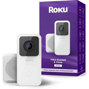 Roku Smart Home Wired Video Doorbell & Chime – 1080p HD Night Vision Ultrawide View Doorbell Camera with Motion & Sound Detection, 2-Way Audio & Works with Alexa & Google, 90-Day Subscription Included(Wired Doorbell)