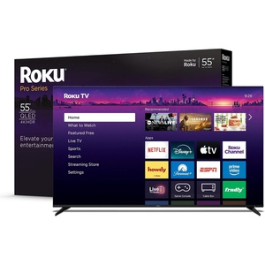Roku Smart TV – 55-Inch Pro Series 4K QLED RokuTV with Backlit Roku Voice Remote Pro, Dolby Vision IQ, 120Hz Refresh Rate – Live Local News, Sports, Gaming(TV only)
